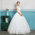 Elegant bateau neckline floor length Ball gown dress korea wedding dresses for fat woman